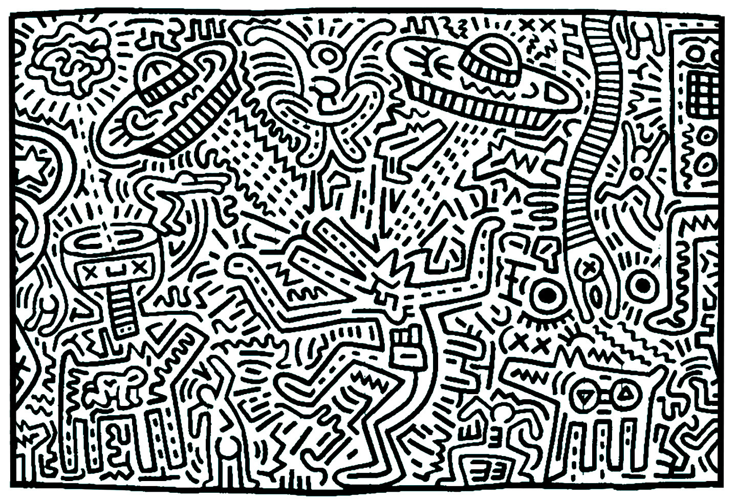 Coloriage Pop Art Inspiration Keith Haring 8 Pop Art Coloriages Difficiles Pour Adultes