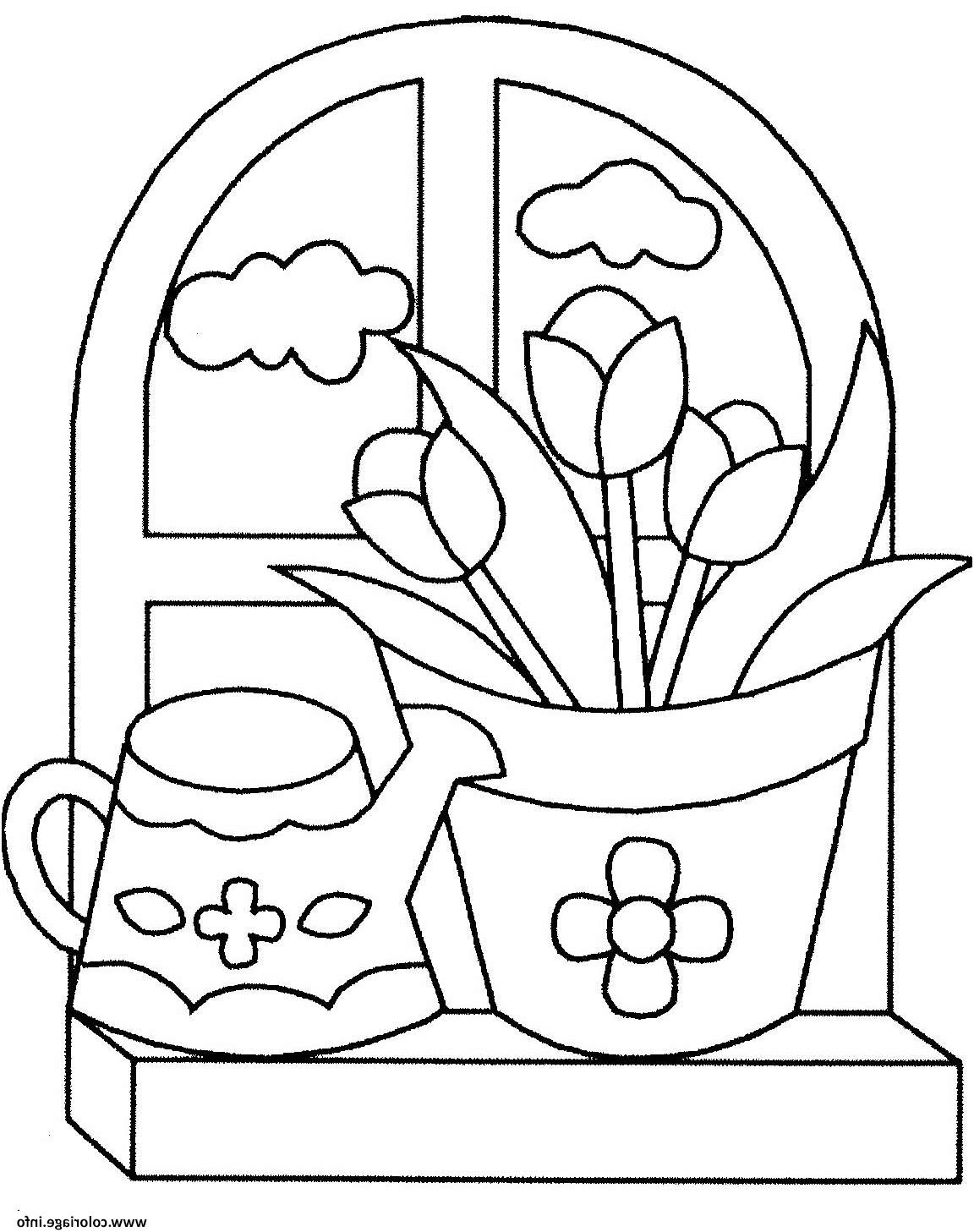 pot de fleurs et un arrosoir coloriage