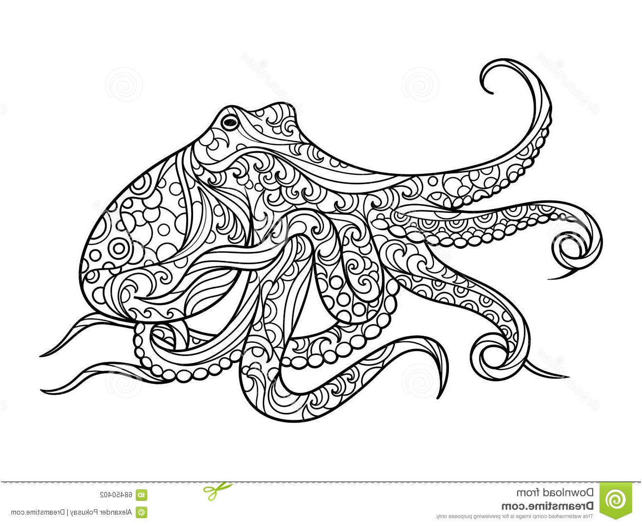 illustration stock livre de coloriage de poulpe pour le vecteur d adultes image