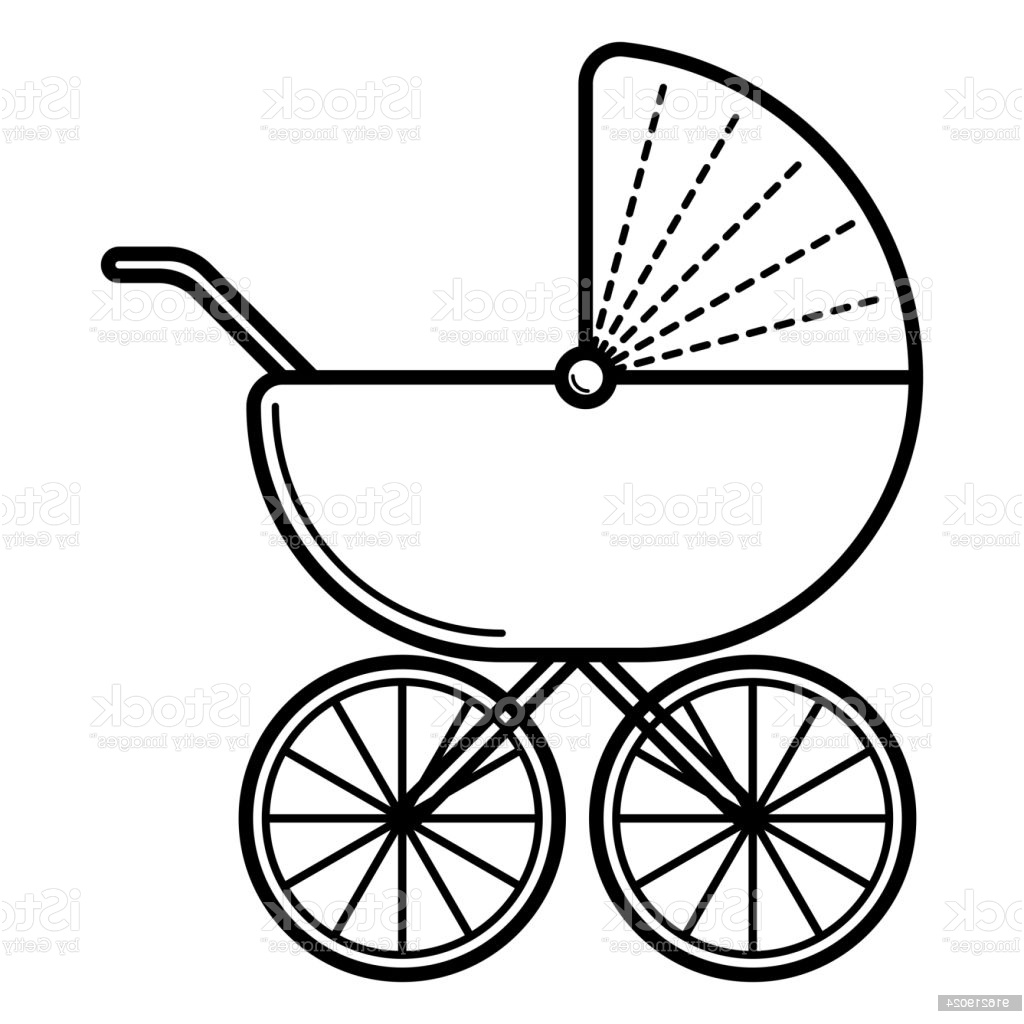 poussette icône de bébé sur un fond blanc dessin de vecteur ligne gm