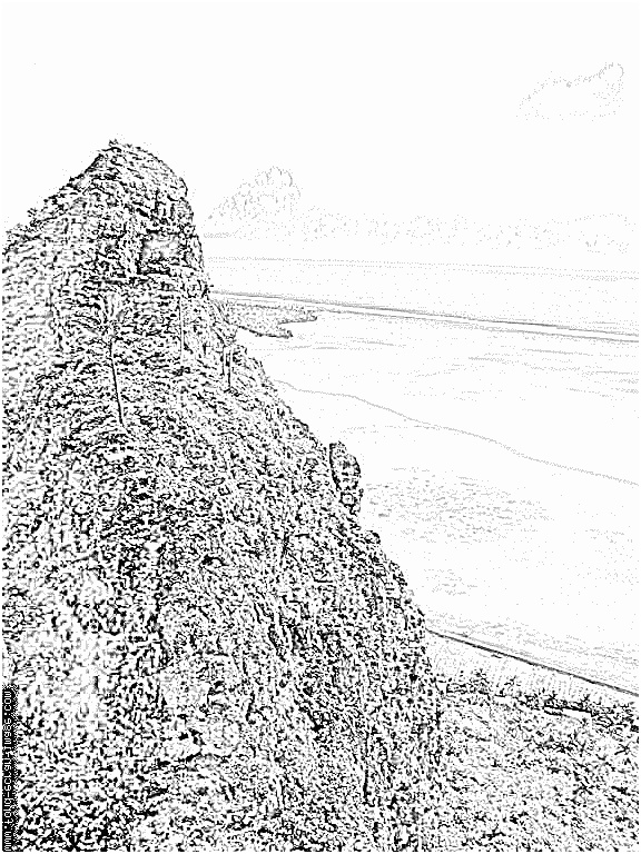 coloriage rocher de maupiti vue du haut 2 polynesie