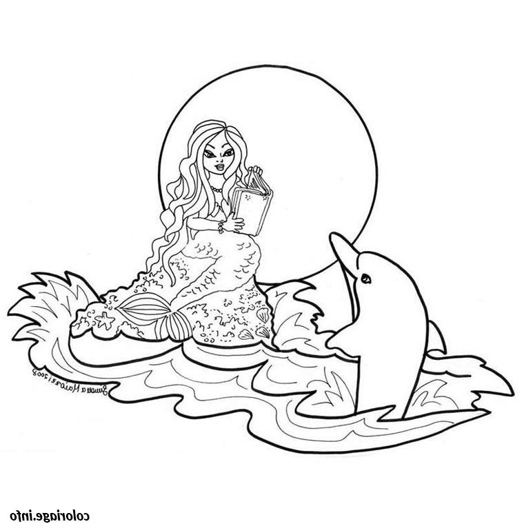 dauphin et sirene coloriage