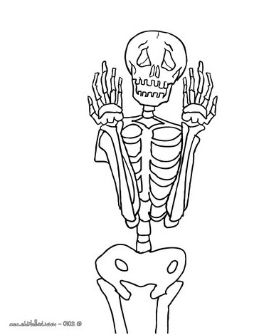 gruseliges skelett von vorne zum ausmalen