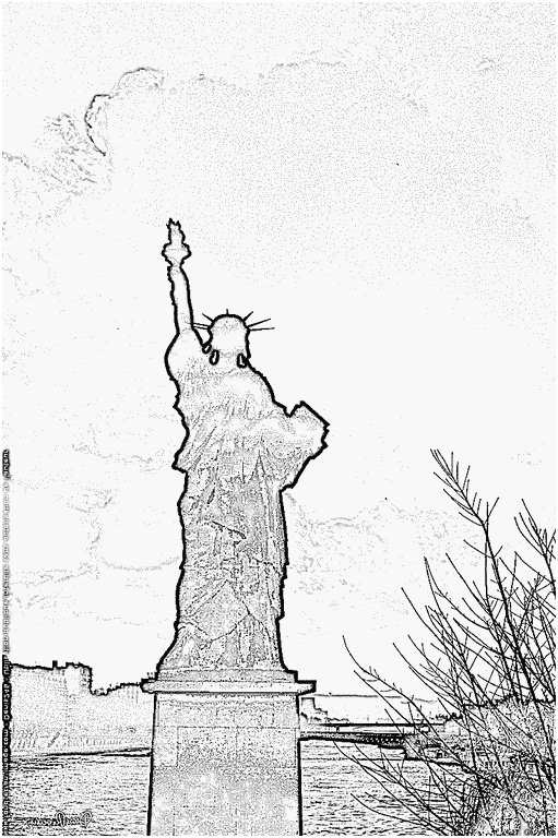 coloriage 568 statue de la liberte contre jour