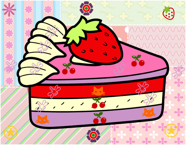 gateau aux fraises colorie par brissy