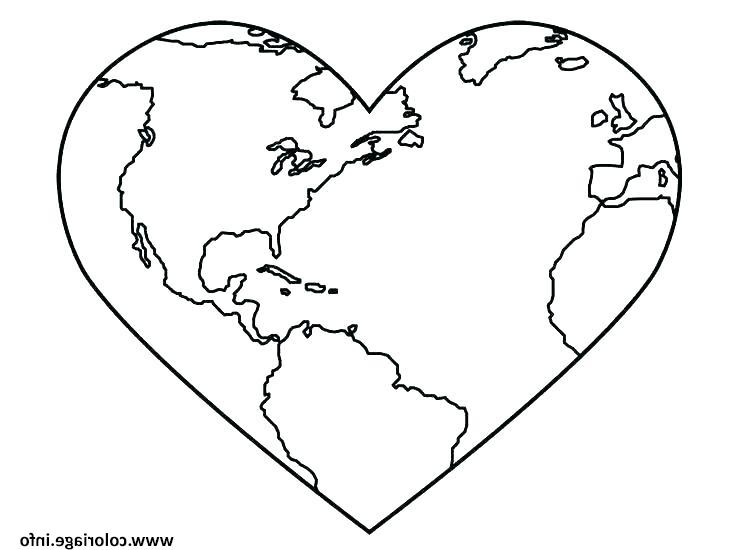 la terre en forme de coeur pour la journee de la terre coloriage dessin