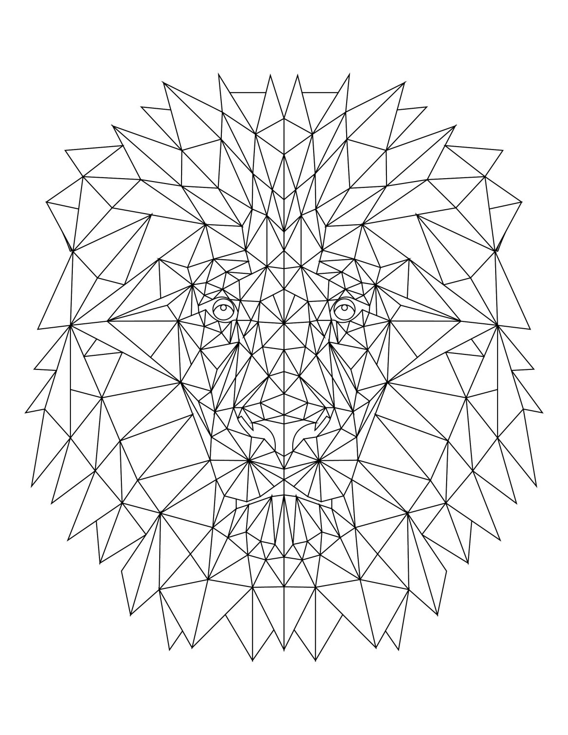 imprimer coloriage lion triangle