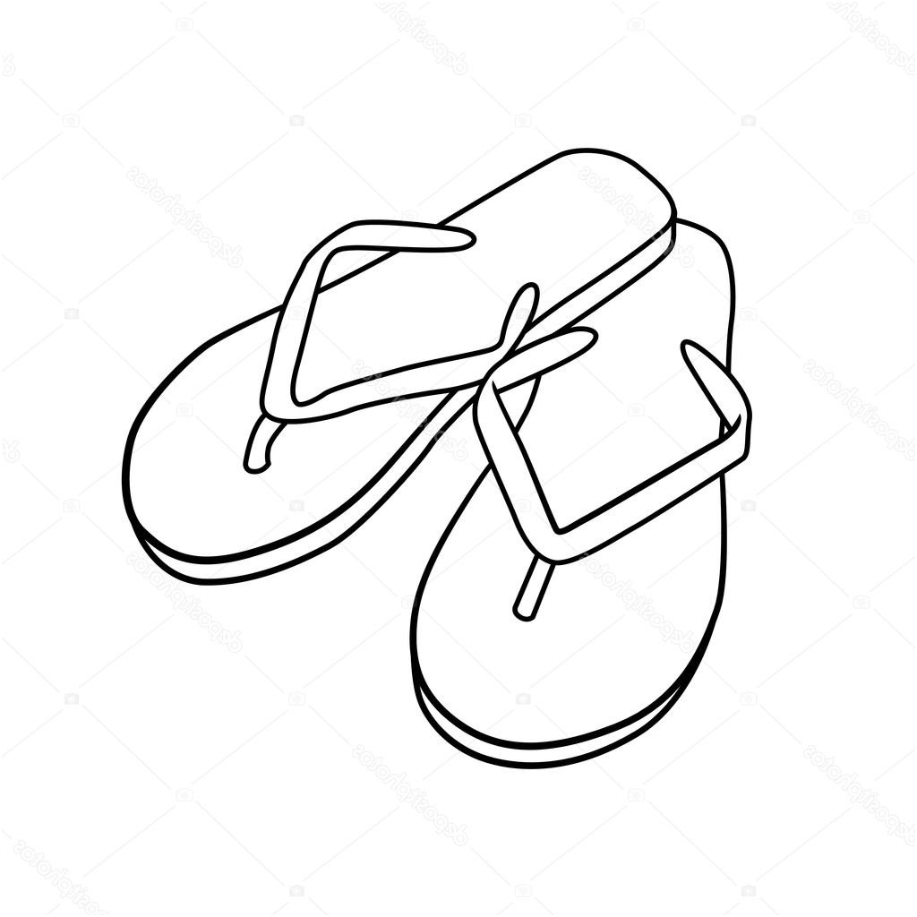 stock illustration summer footwear doodle cartoon flip