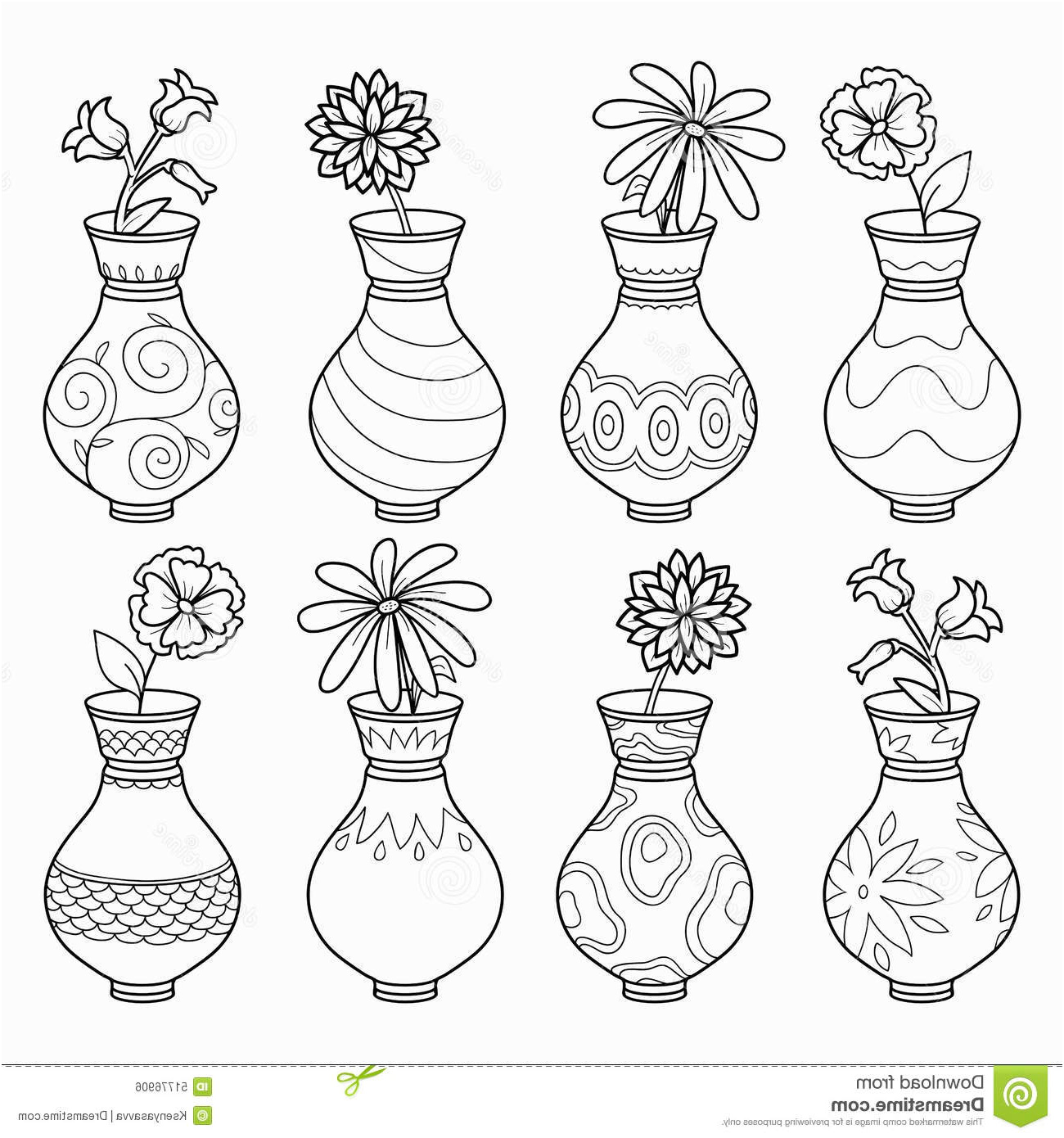 vaso de flores para colorir