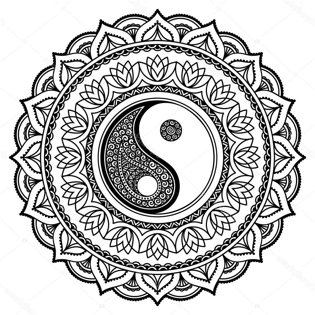 stock illustration henna tatoo mandala yin yang
