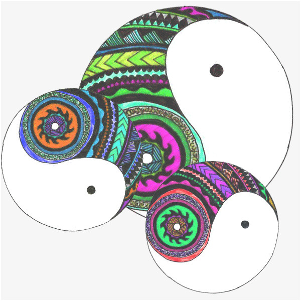 hand drawn yin and yang bagua map
