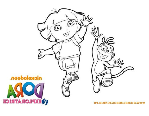 Dora Coloriage Nice Coloriages Dora Et Babouche Sautent De Joie Fr Hellokids