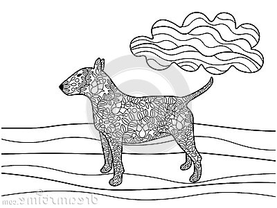 illustration stock livre de coloriage de chien de bullterrier pour le vecteur d adultes image