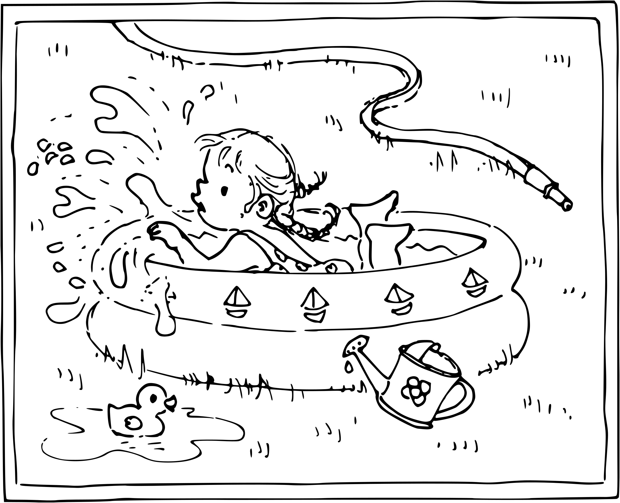 coloriage petite fille dans une piscine