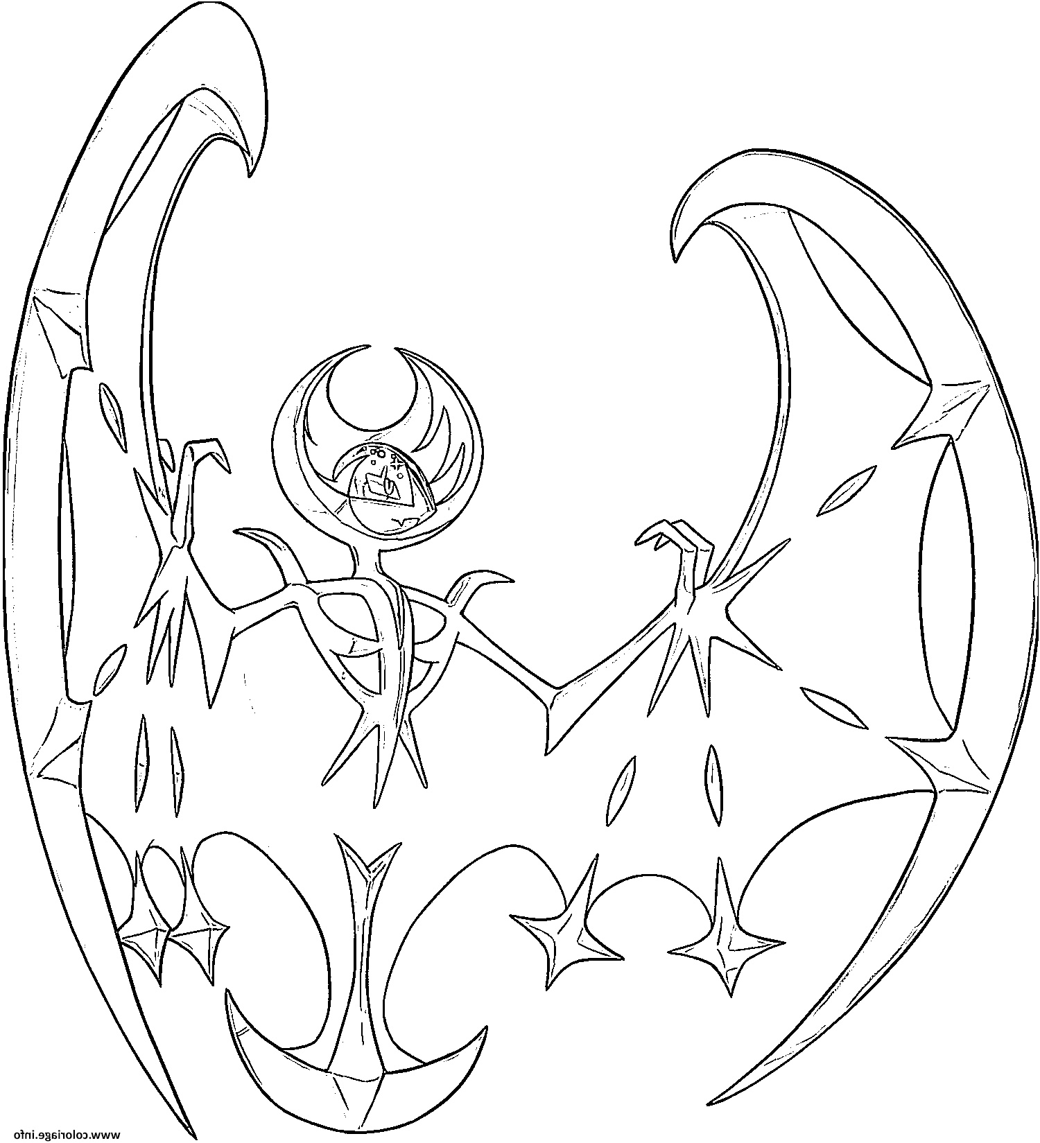lunala pokemon cosmiques generation 7 coloriage dessin