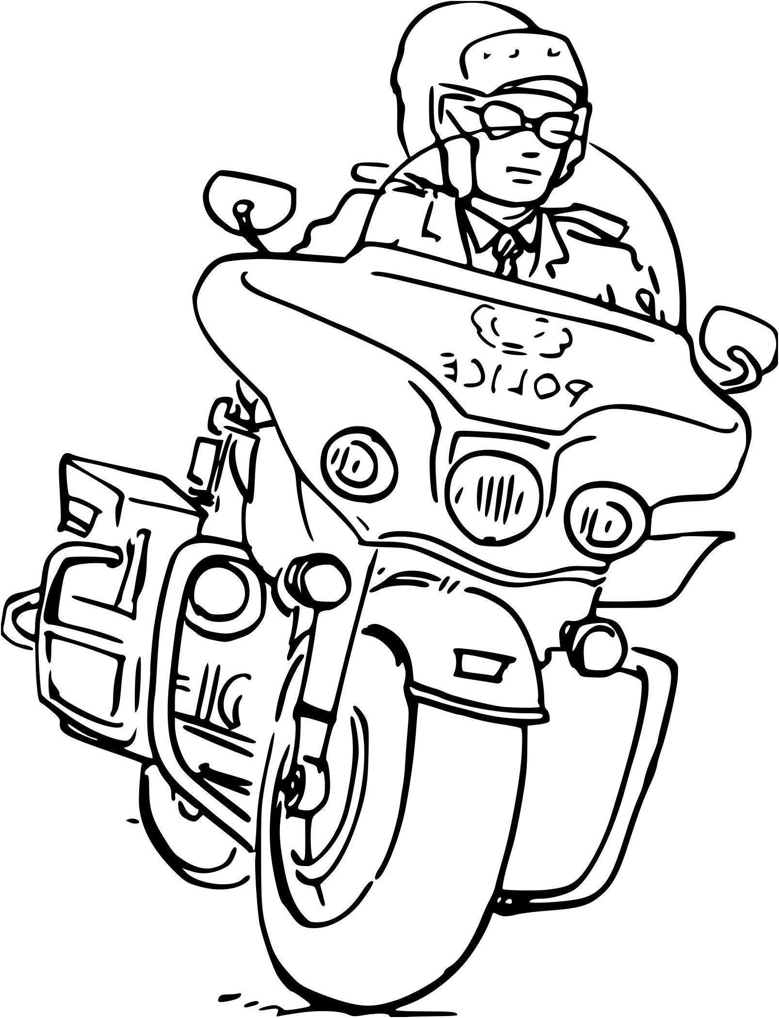 coloriage police moto