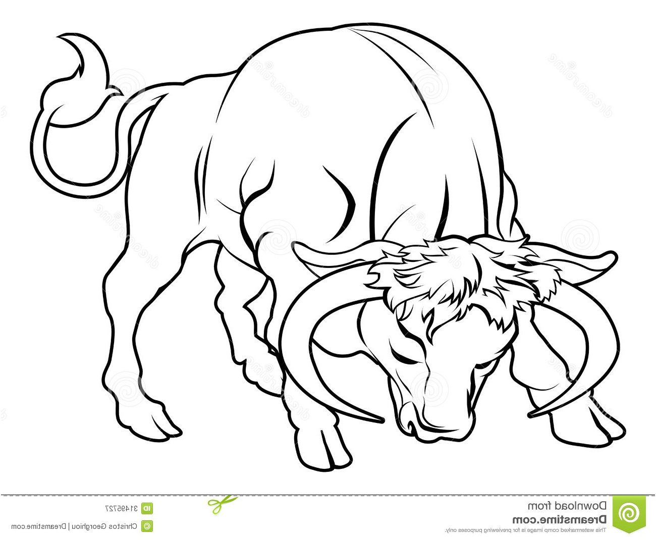 dessin de taureau camarguais