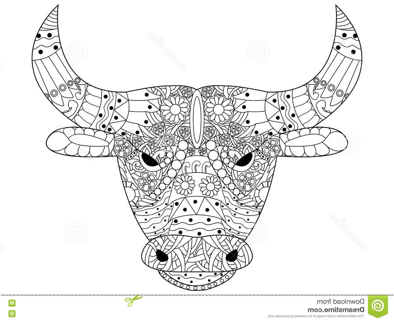 illustration stock vecteur principal de coloration de taureau pour des adultes image
