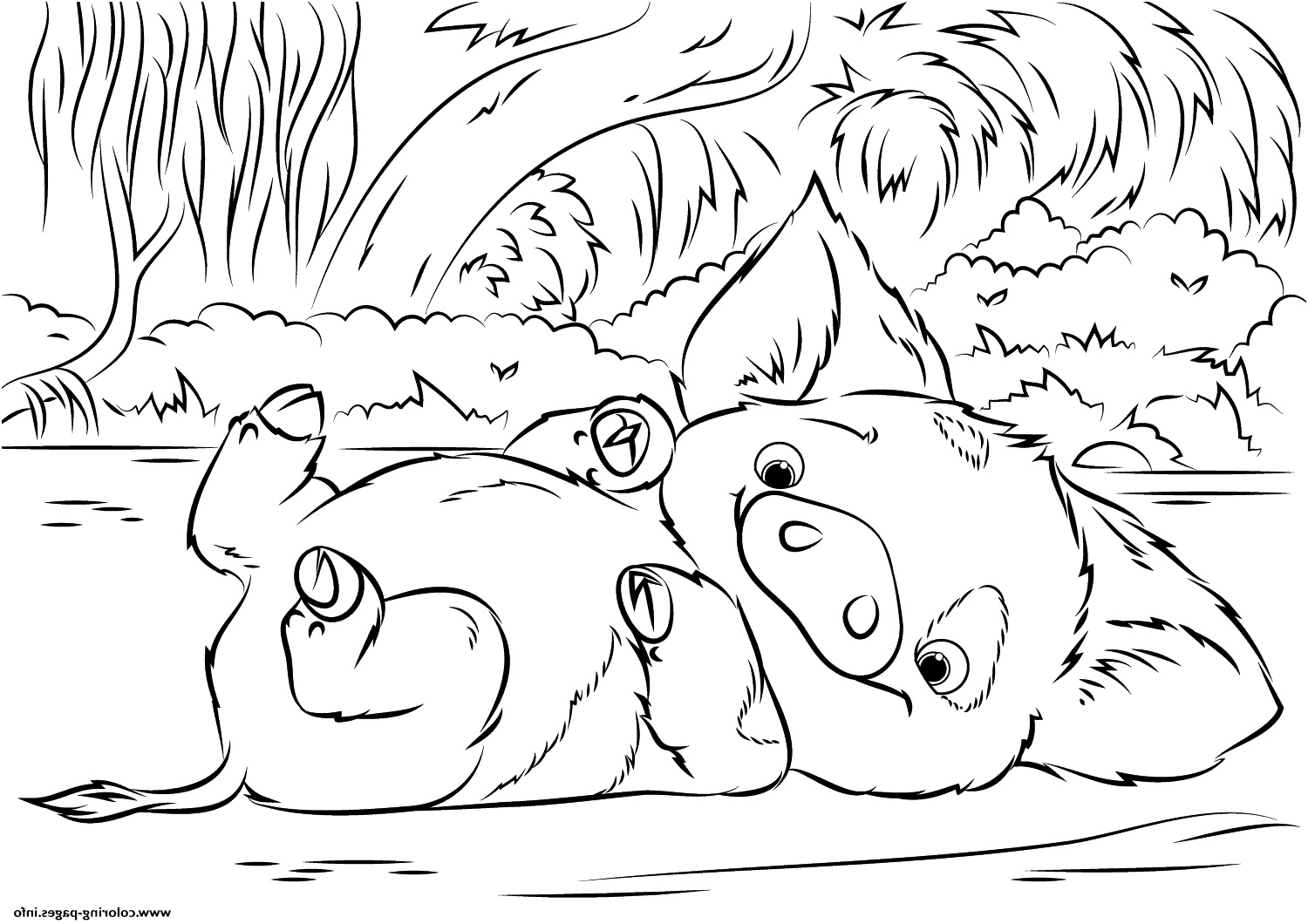 pua pet pig from moana disney printable coloring pages book