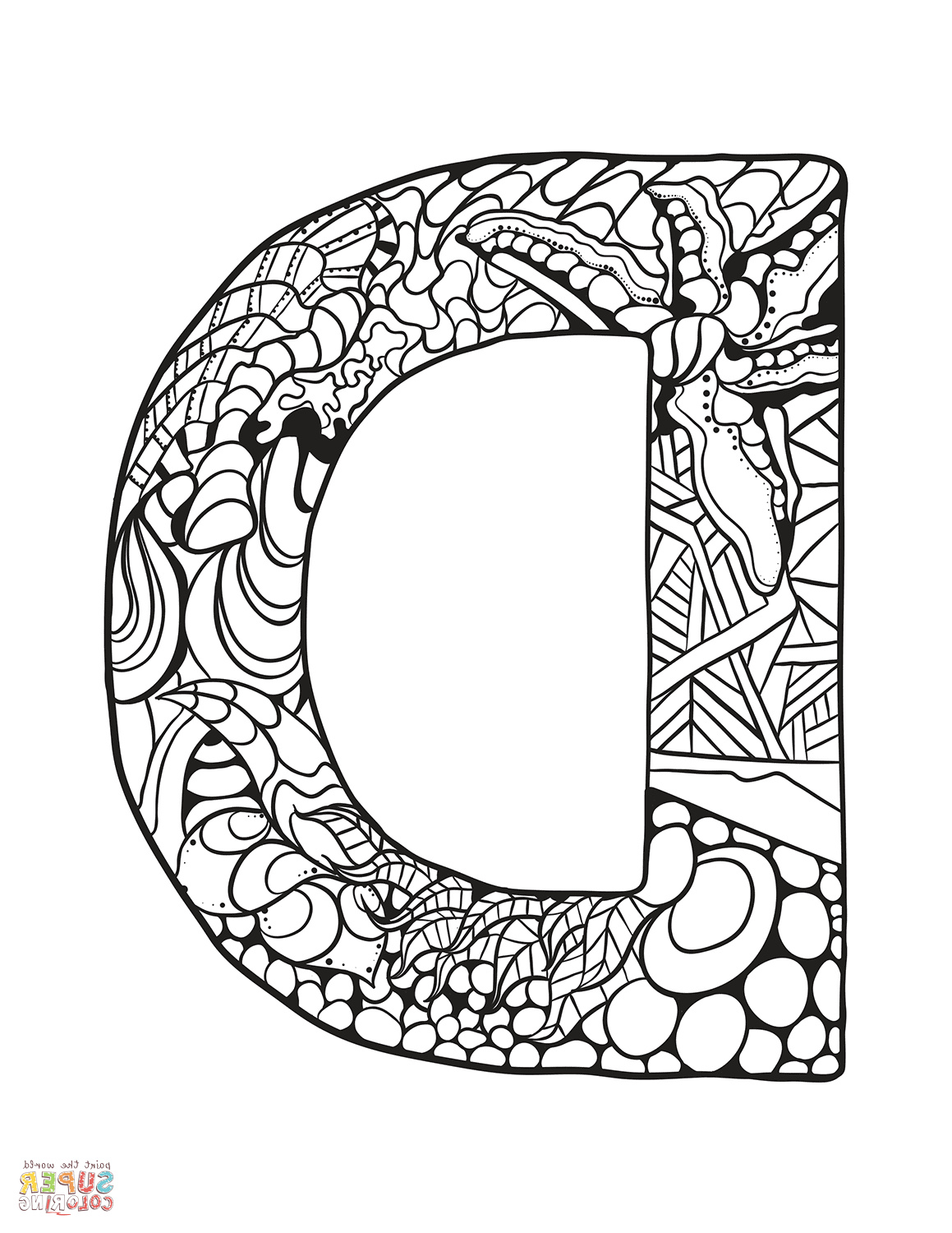 letter d zentangle