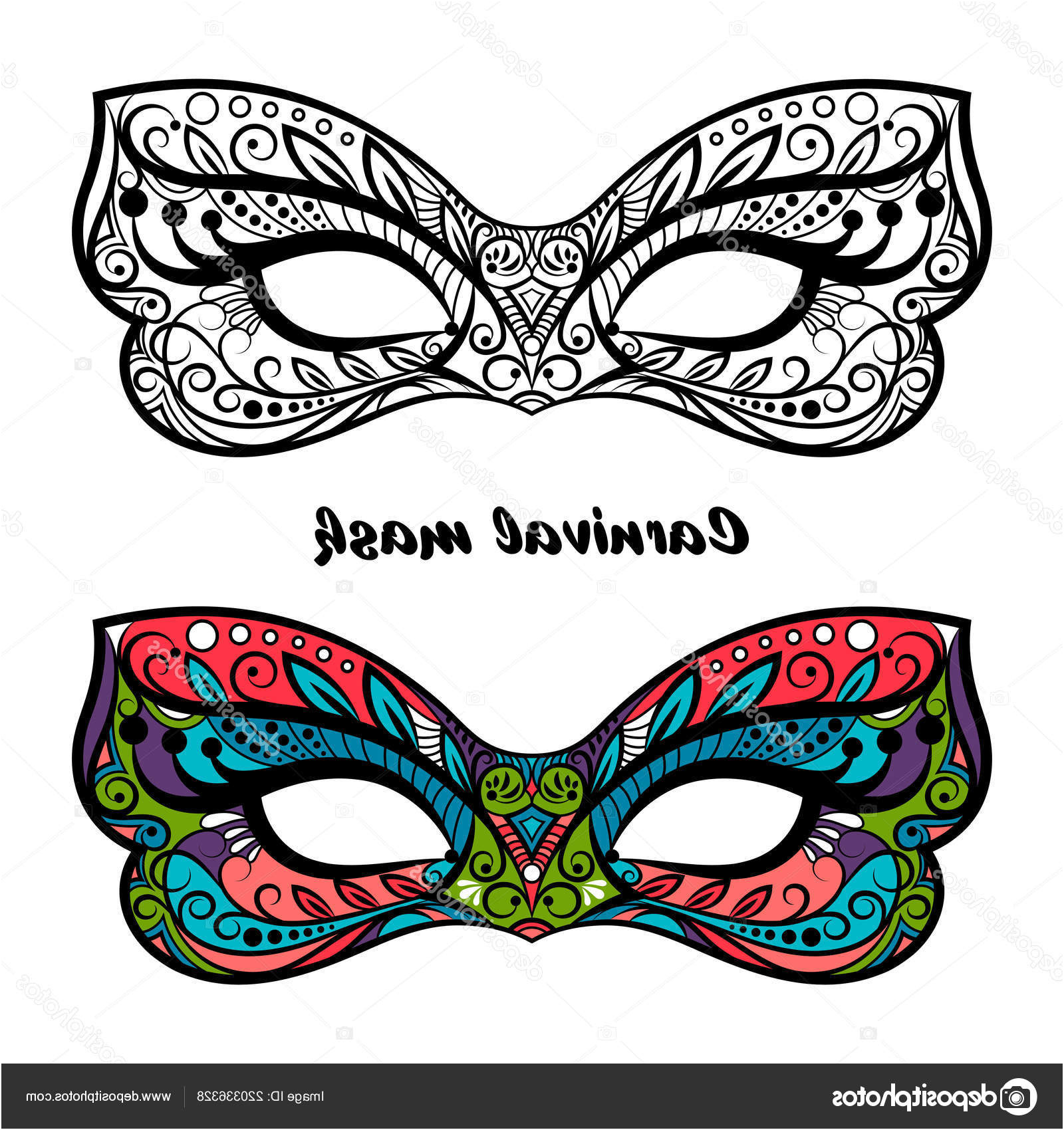 stock illustration coloring page carnival masks