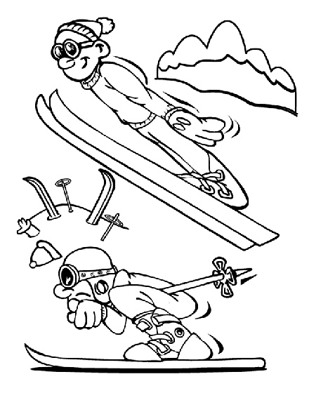 skiing fun coloring page