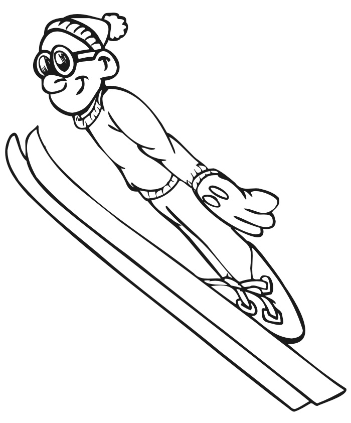skiing coloring page