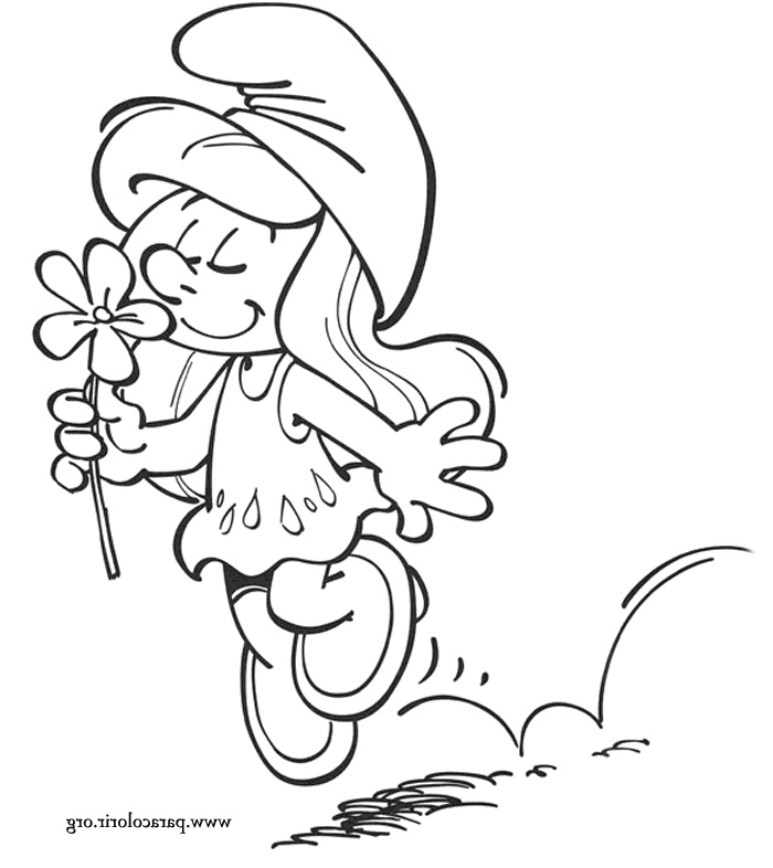 169 smurfette smelling flower coloring page