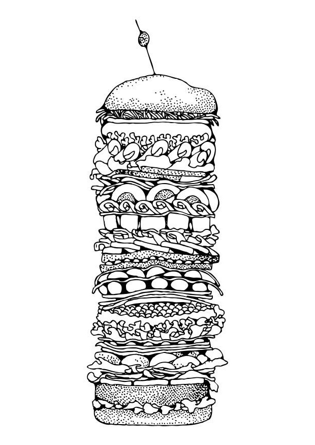 kleurplaat hamburger