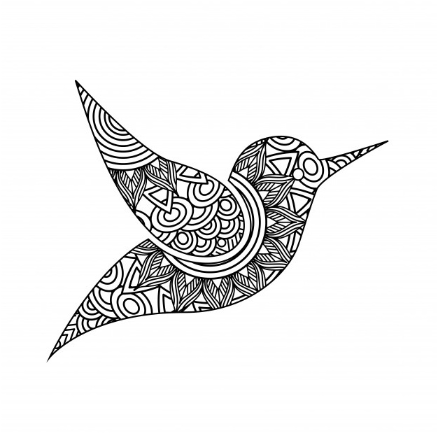 dessin zentangle pour page coloriage adulte oiseau